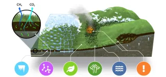 Graphic representing the gradient of topography, permafrost, vegetation, and hydrology