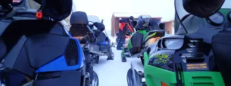 Snowmachines ready for trip to field site